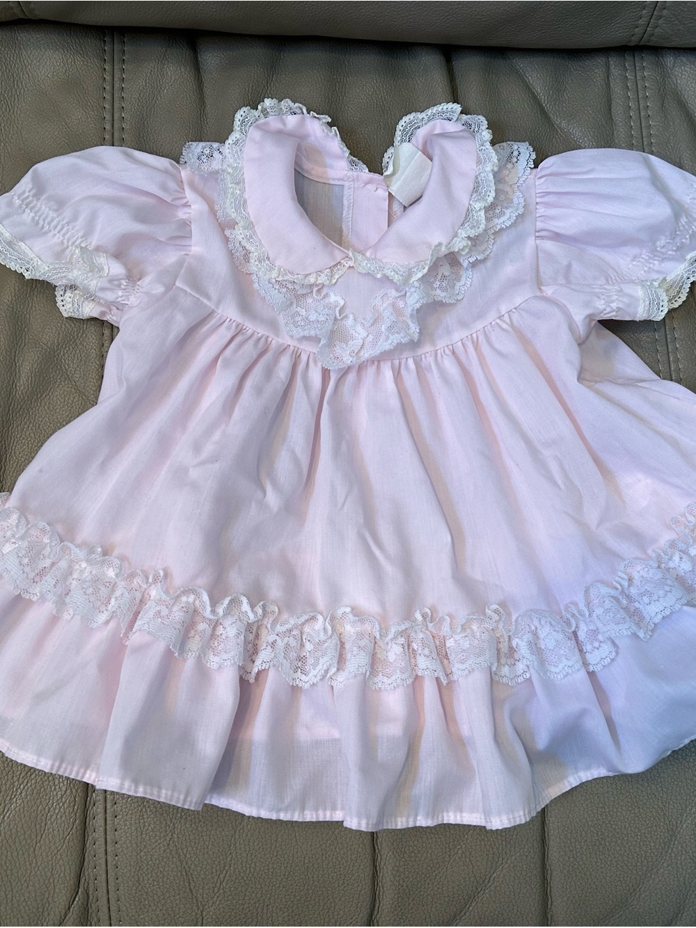 Vintage Baby Pink Lace-Trim Dress